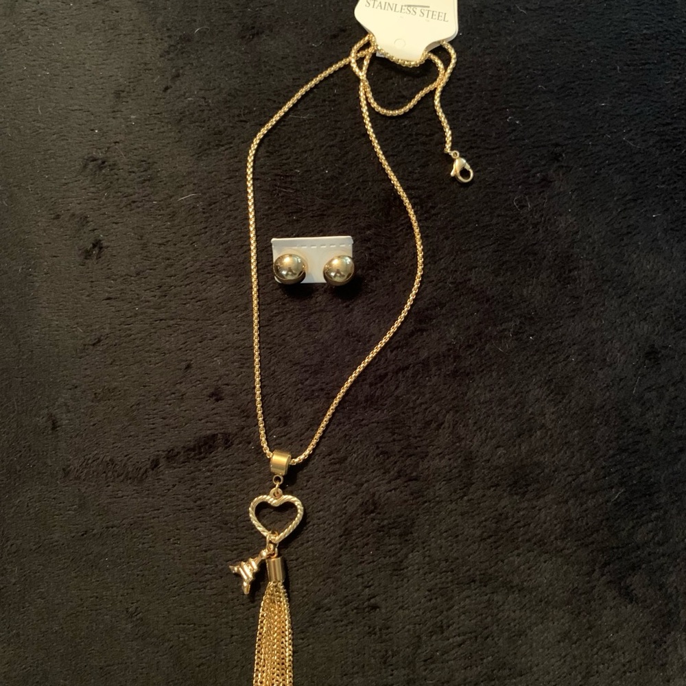 New stainless steel necklace and earrings
